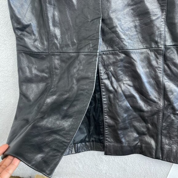 Vintage Pelle Women's M Genuine Leather Long Black Coat - Picture 9 of 11